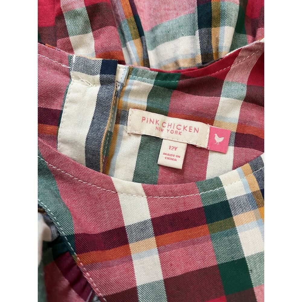 Pink Chicken Raphaela Holiday Tartan Girls Christmas Dress Ruffle Portrait Sz 12 - Picture 6 of 7